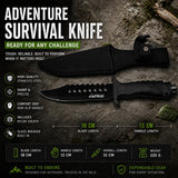 Fixed Blade Knife with Sheath – 420 Stainless Steel Outdoor Camping & Bushcraft Knife – 31cm Fixed Blade for Hiking, Fishing, Survival Gear