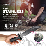 PISAU 420 Stainless Steel Fixed Blade Outdoor Knife with Nylon Sheath – 30.2cm