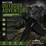 Fixed Blade Knife with Sheath – 420 Stainless Steel Outdoor Camping & Bushcraft Knife – 31cm Fixed Blade for Hiking, Fishing, Survival Gear