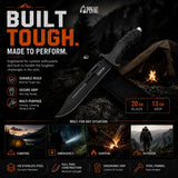 Fixed Blade Knife with Sheath – 420 Stainless Steel Outdoor Camping & Bushcraft Knife – 20cm Fixed Blade for Hiking, Fishing, Survival Gear