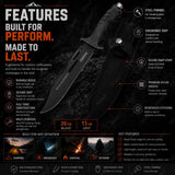 Fixed Blade Knife with Sheath – 420 Stainless Steel Outdoor Camping & Bushcraft Knife – 20cm Fixed Blade for Hiking, Fishing, Survival Gear