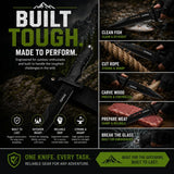 Fixed Blade Knife with Sheath – 420 Stainless Steel Outdoor Camping & Bushcraft Knife – 31cm Fixed Blade for Hiking, Fishing, Survival Gear