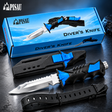 PISAU Stainless Steel Diving Knife with Sheath & 2 Leg Straps – 18cm