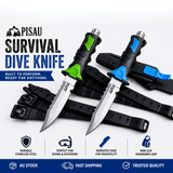 PISAU stainless steel diving knife with sheath and two leg straps 18cm