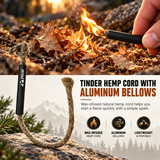 PISAU Wax-Infused Hemp Tinder Fire Starter Cord – 35cm