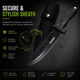 Fixed Blade Knife with Sheath – 420 Stainless Steel Outdoor Camping & Bushcraft Knife – 31cm Fixed Blade for Hiking, Fishing, Survival Gear